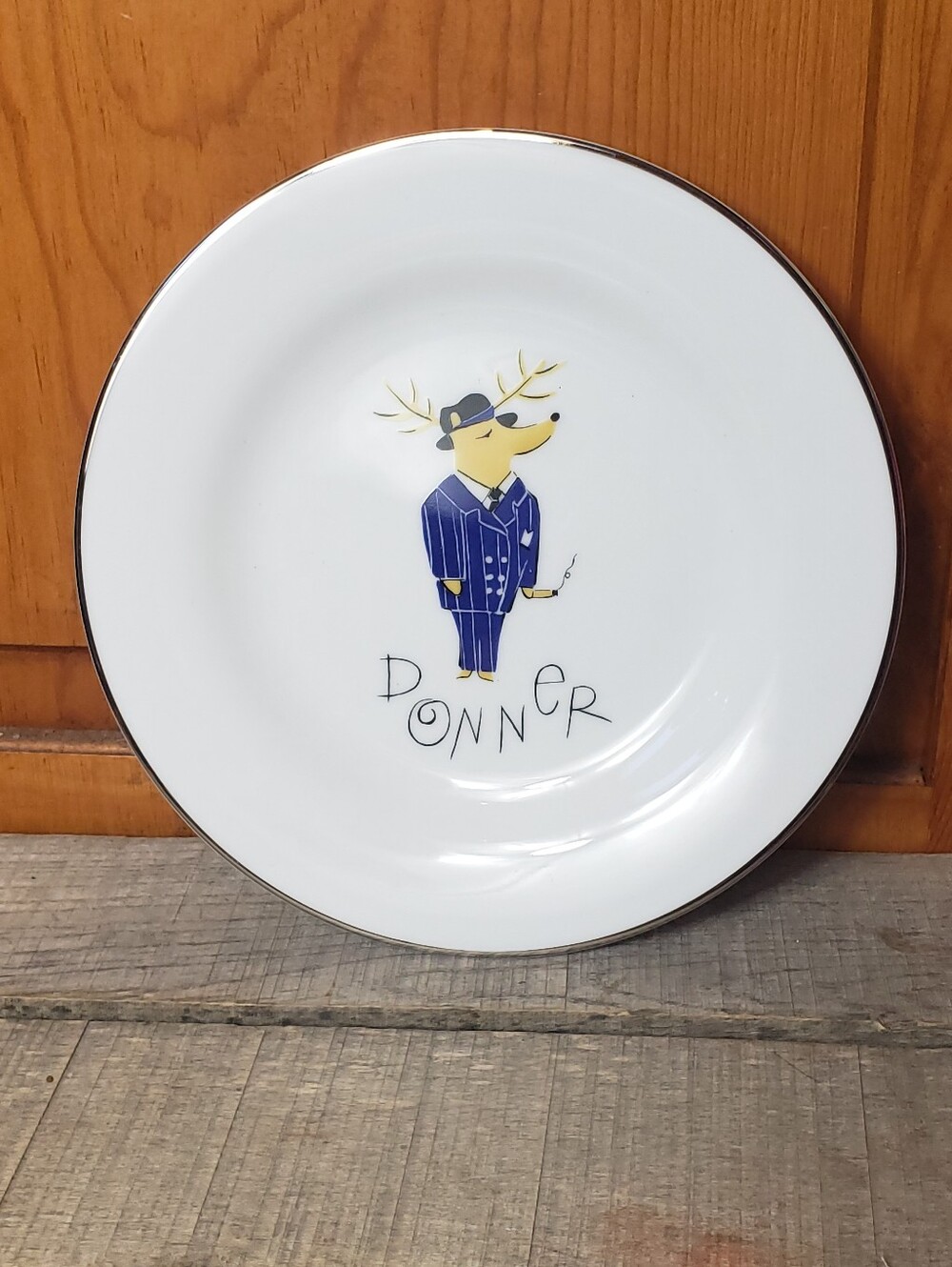 POTTERY BARN Reindeer DONNER 8.5" Salad Plate Christmas